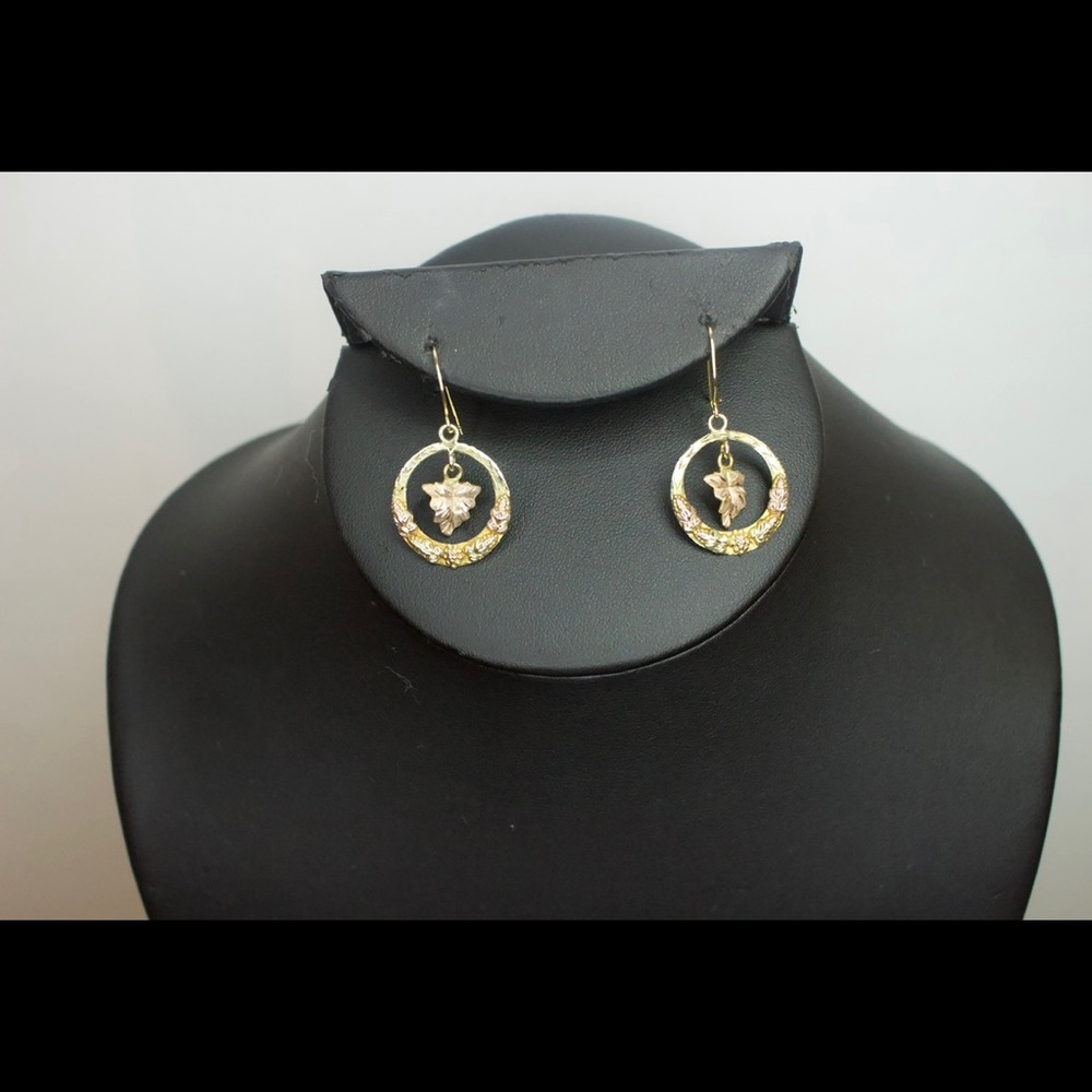 10k Black Hills dangle hoop earrings